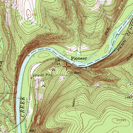 Topographic Map of Oil Seeps, PA