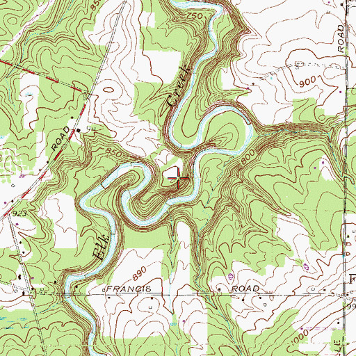 Topographic Map of Devils Backbone, PA