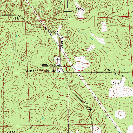 Topographic Map of Hills Chapel, AL