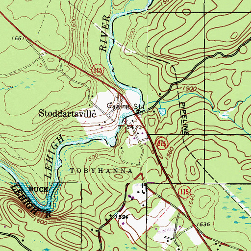 Topographic Map of Great Falls of the Lehigh, PA