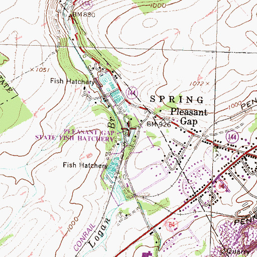 Topographic Map of Shutgart Spring, PA