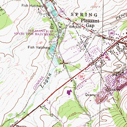Topographic Map of Blue Spring, PA