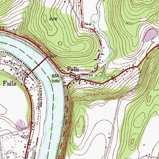 Topographic Map of Buttermilk Falls, PA