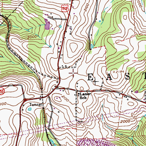Topographic Map of Dividing Ridge, PA