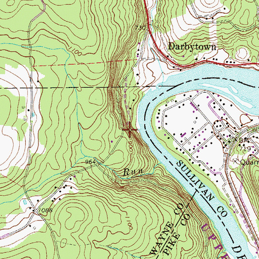 Topographic Map of Darbytown Falls, PA