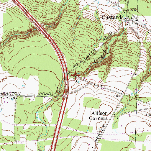 Topographic Map of Rock Creek Falls, PA