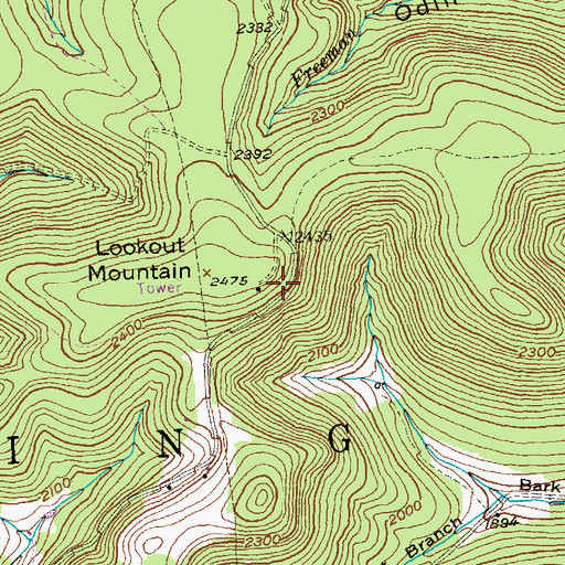 Topographic Map of Lookout Mountain Overlook, PA