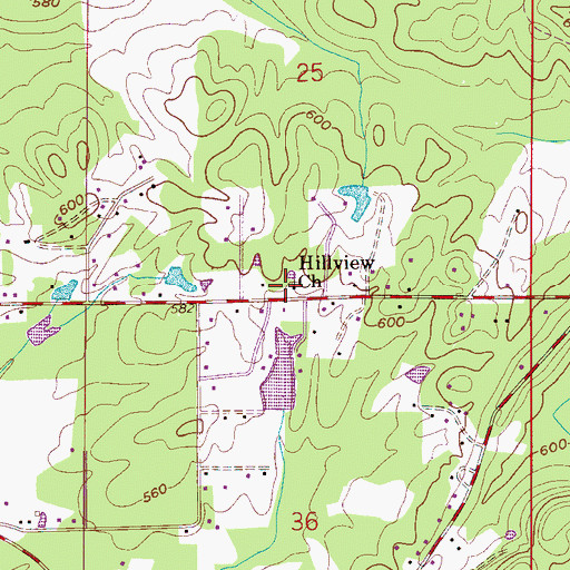 Topographic Map of Hillview Church, AL