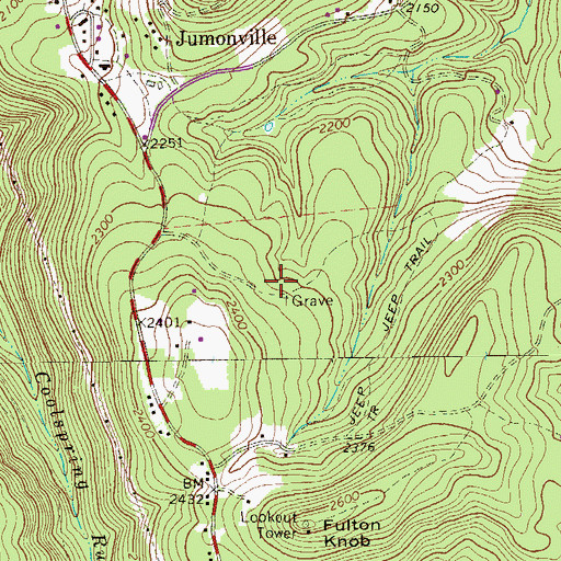 Topographic Map of Jumonville Rocks, PA