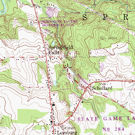 Topographic Map of Springfield Falls, PA