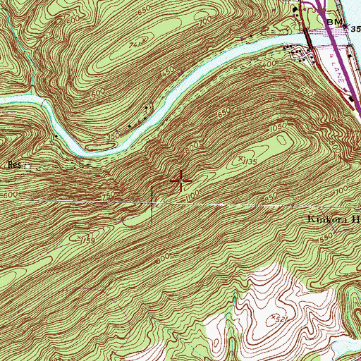 Topographic Map of Hawk Rock, PA