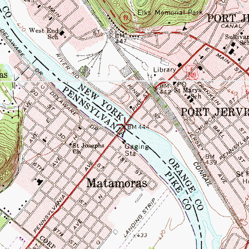 Topographic Map of Delaware River Gorge, NY