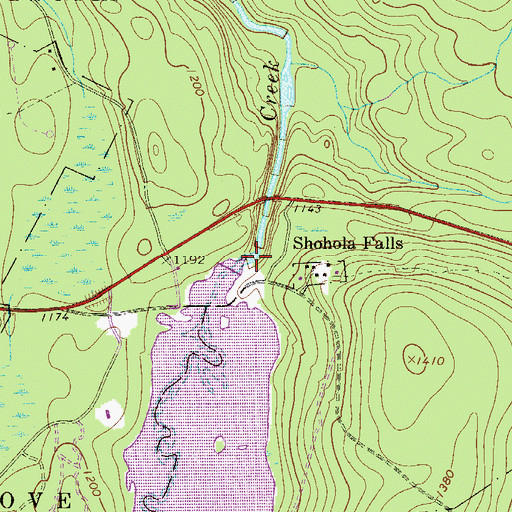 Topographic Map of Shohola Falls, PA
