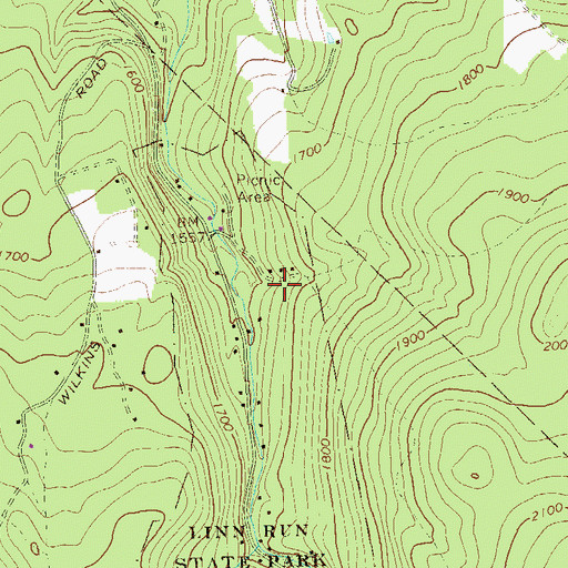 Topographic Map of Adams Falls, PA