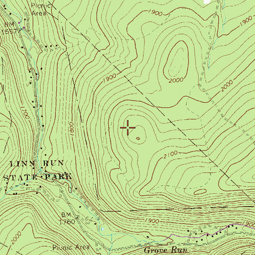 Topographic Map of Ninety Foot Rocks, PA