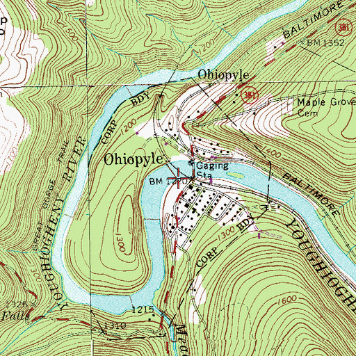 Topographic Map of Horseshoe Bend, PA