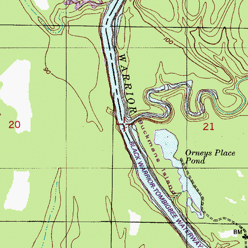 Topographic Map of Hines Creek, AL
