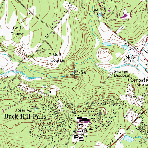 Topographic Map of Buck Hill Falls, PA