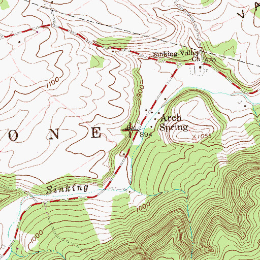 Topographic Map of Arch Spring, PA