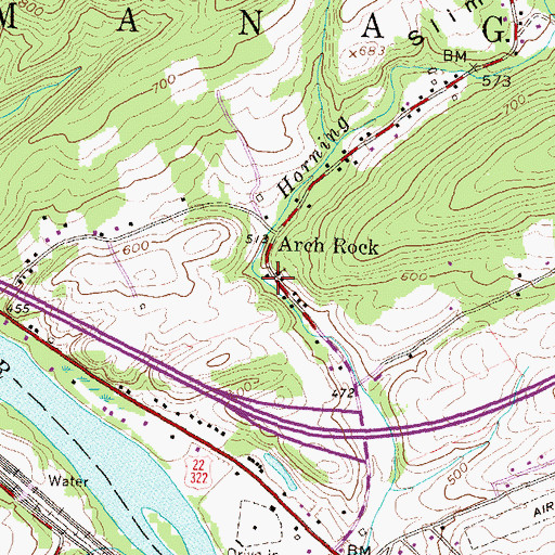 Topographic Map of Arch Rock, PA