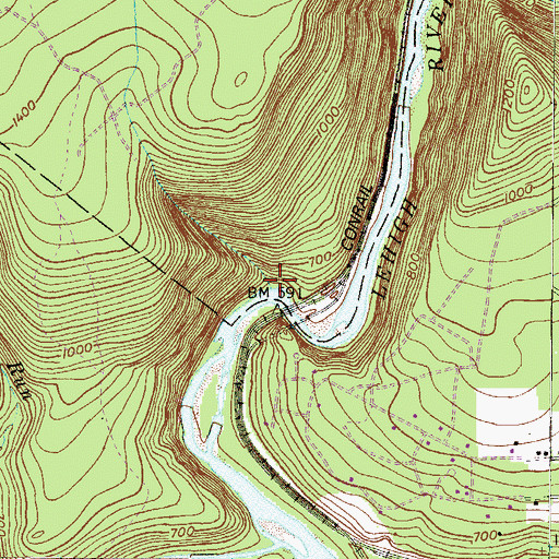 Topographic Map of Glen Onoko, PA