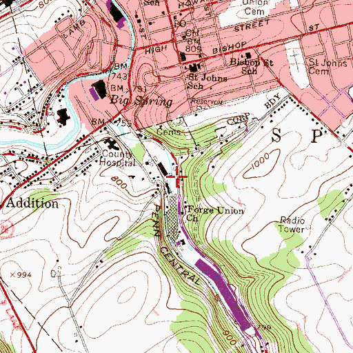 Topographic Map of Kelley Spring, PA