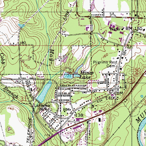 Topographic Map of Hines Lake, AL