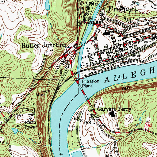 Topographic Map of Buffalo Creek, PA