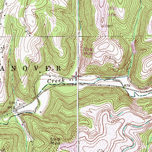 Topographic Map of Martin Hollow, PA