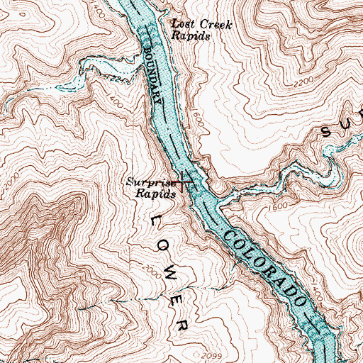 Topographic Map of Surprise Rapids, AZ