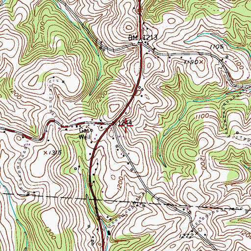 Topographic Map of Old Gum Tree, PA