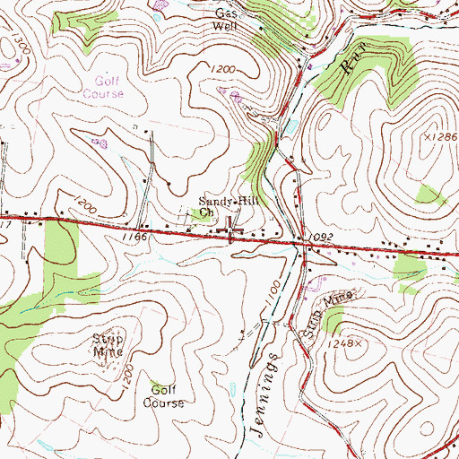 Topographic Map of Sandy Hill (historical), PA