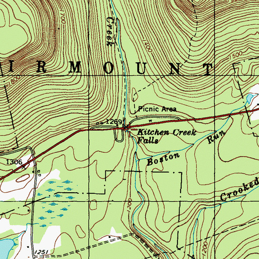Topographic Map of Adams Falls, PA