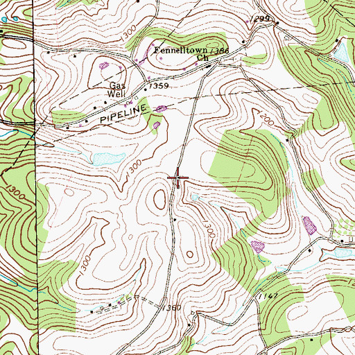 Topographic Map of Nihil, PA