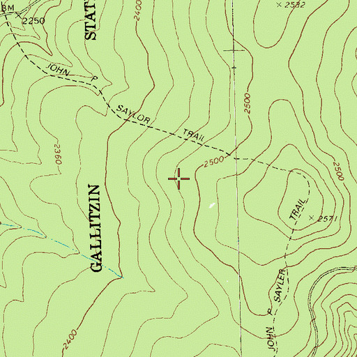 Topographic Map of Wolf Rock, PA