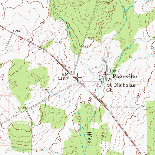 Topographic Map of Paperville, PA