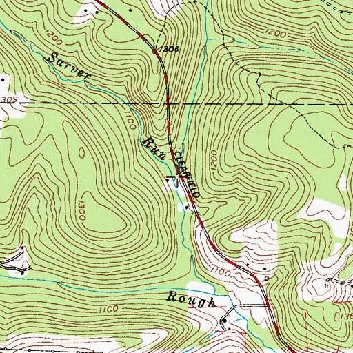 Topographic Map of Sarver Run, PA