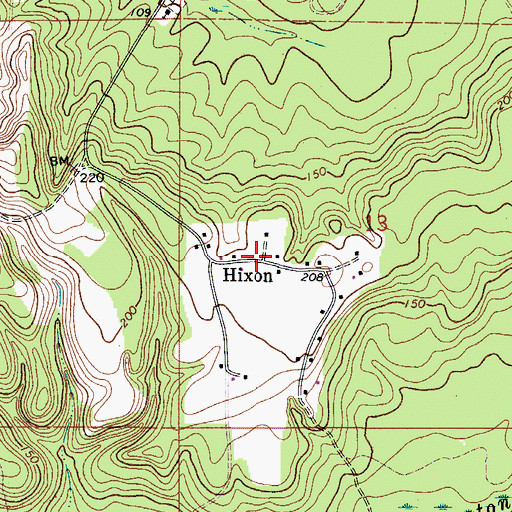 Topographic Map of Hixon, AL
