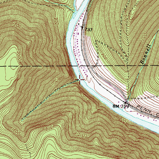 Topographic Map of Riffle Run, PA