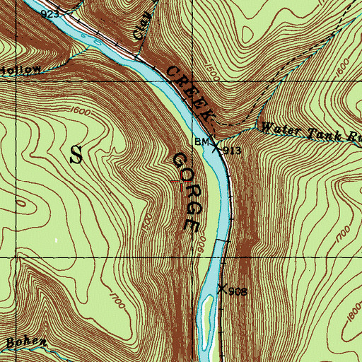 Topographic Map of Pine Creek Gorge Natural Area, PA