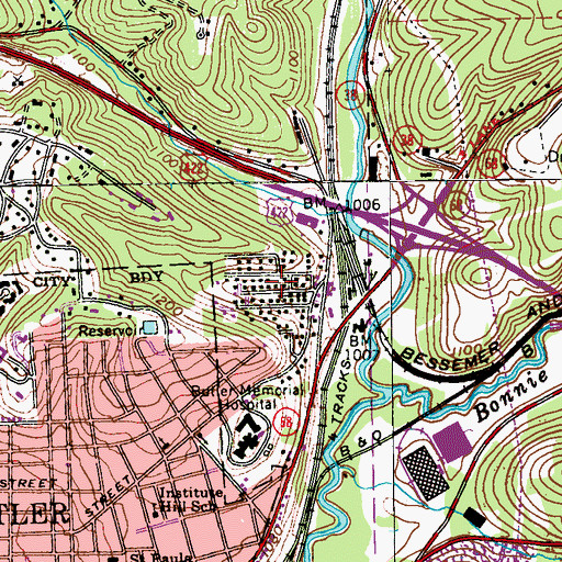 Topographic Map of North Butler, PA