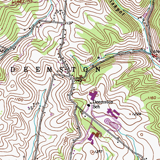 Topographic Map of Deemston, PA