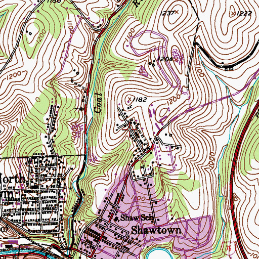 Topographic Map of Oakville, PA