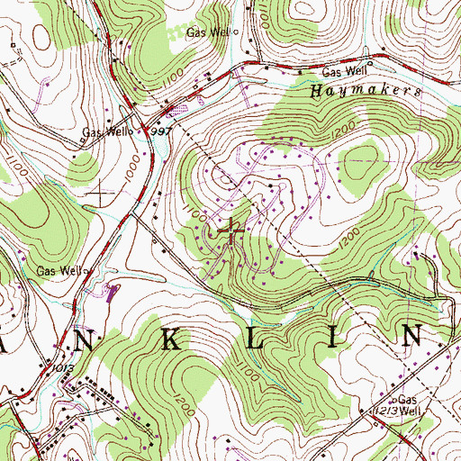 Topographic Map of Franklin, PA