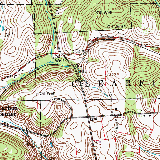 Topographic Map of Lucasville, PA