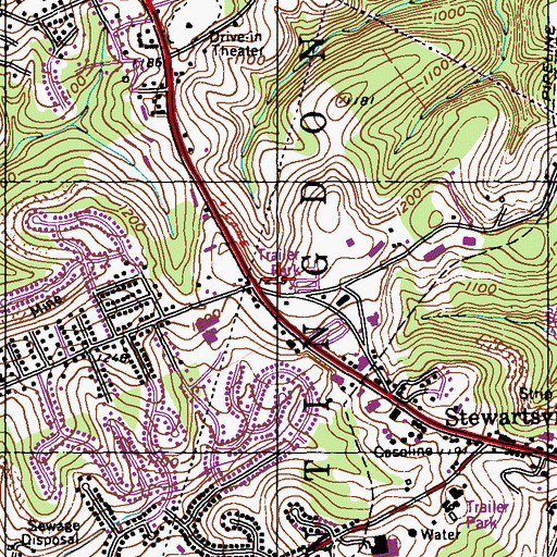 Topographic Map of Byerly, PA