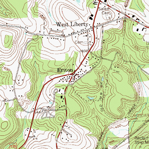 Topographic Map of Eriton, PA