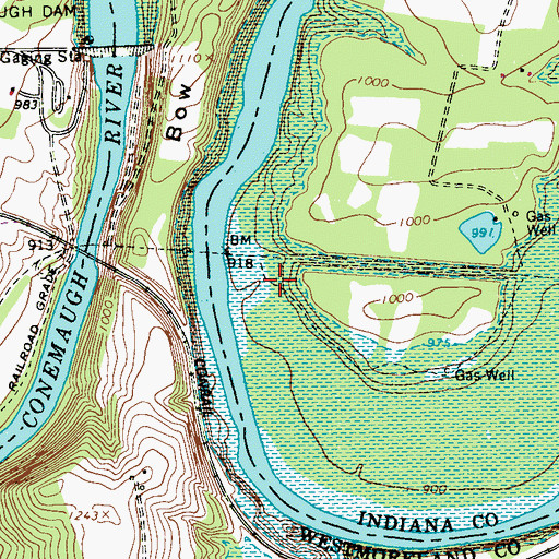Topographic Map of Bow, PA