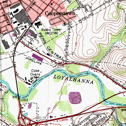 Topographic Map of Osburn, PA