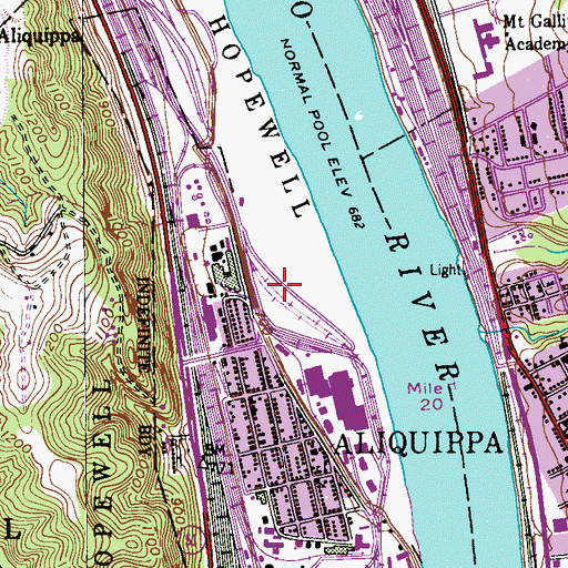 Topographic Map of Crow Island (historical), PA